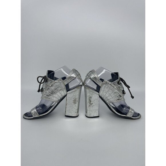 Proenza Schouler Shoes - Proenza Schouler Sandals Silver Metallic Woven Leather Size 36 Open Toe Heels
